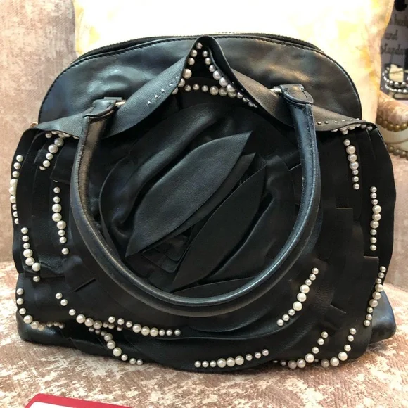 Elegant Black Studded Handbag - Picture 2 of 10
